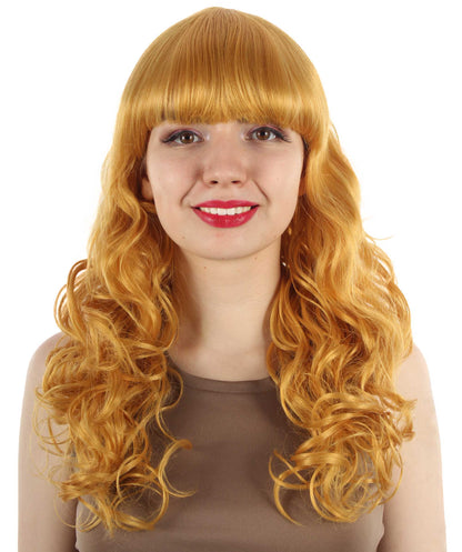 HPO Women's Wig for Fancy Anti-Hero Girl | Long Curly Party Ready Fancy Halloween Wigs | Premium Breathable Capless Cap