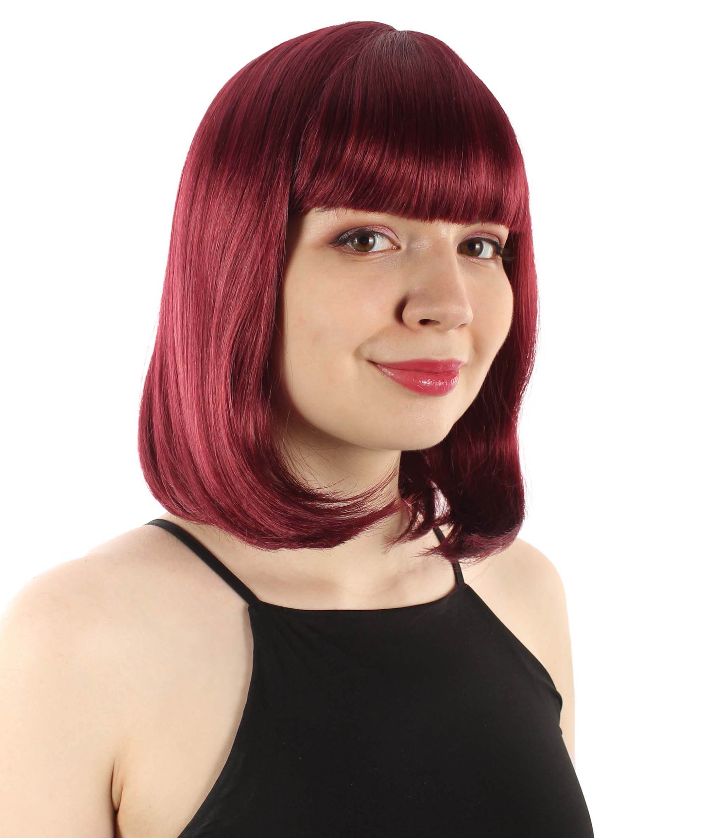 HPO Women's Shoulder Length Bob Wig Collection | Straight Halloween Wig Multiple Color Option | Premium Breathable Capless Cap