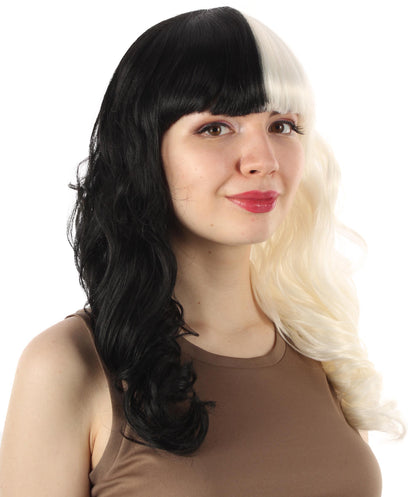 HPO Women's Wig for Fancy Anti-Hero Girl | Long Curly Party Ready Fancy Halloween Wigs | Premium Breathable Capless Cap