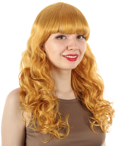 HPO Women's Wig for Fancy Anti-Hero Girl | Long Curly Party Ready Fancy Halloween Wigs | Premium Breathable Capless Cap