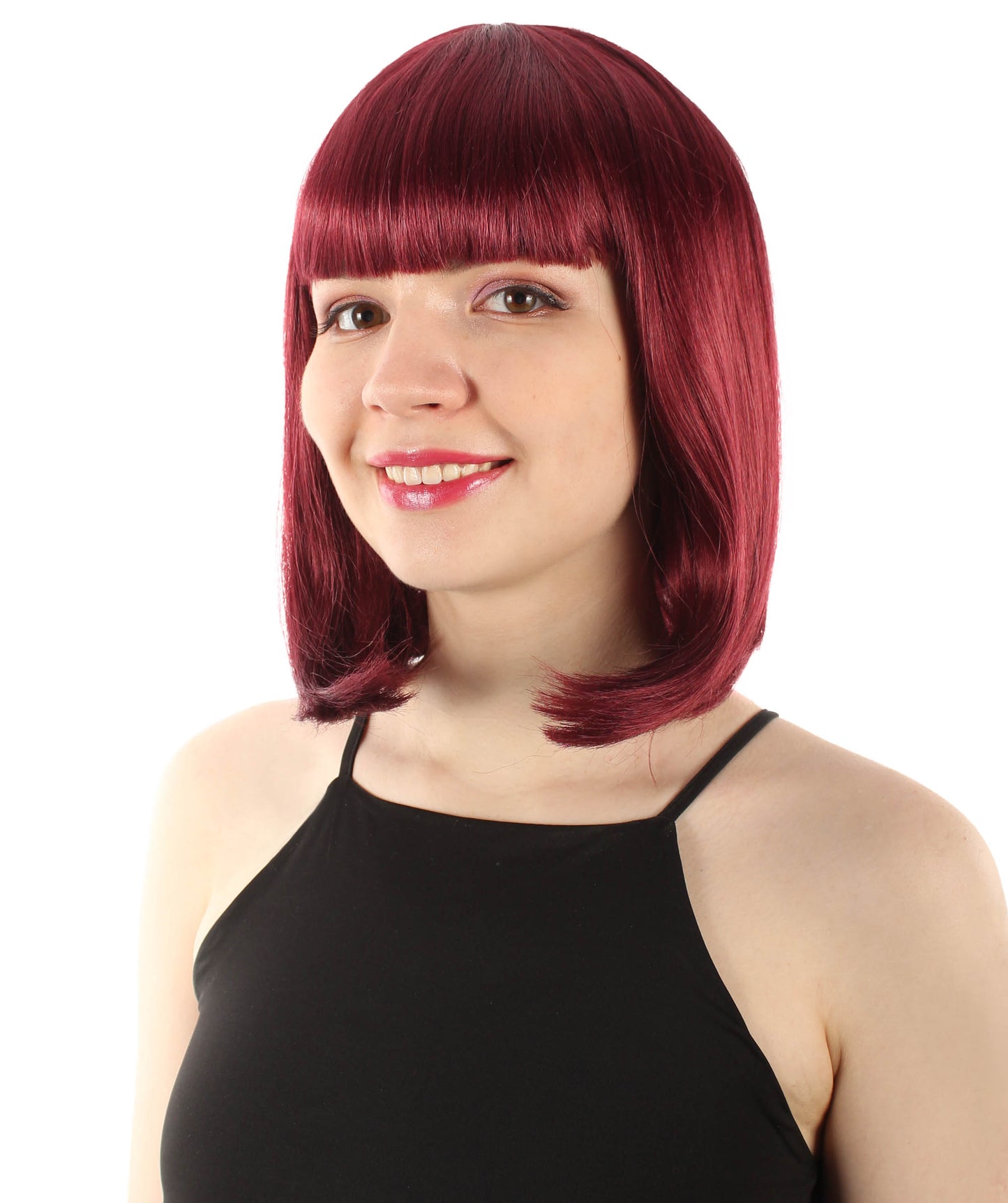 HPO Women's Shoulder Length Bob Wig Collection | Straight Halloween Wig Multiple Color Option | Premium Breathable Capless Cap