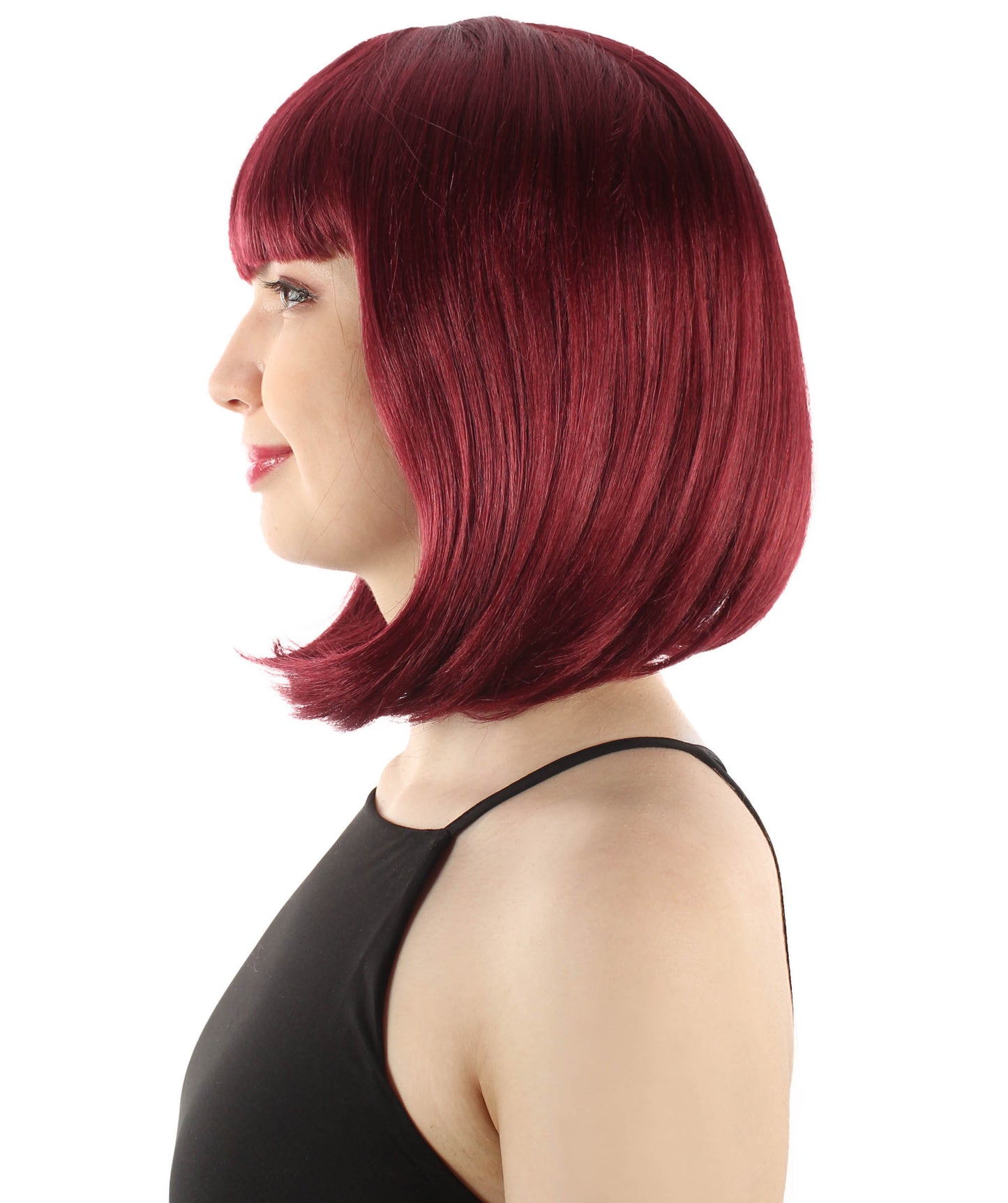HPO Women's Shoulder Length Bob Wig Collection | Straight Halloween Wig Multiple Color Option | Premium Breathable Capless Cap