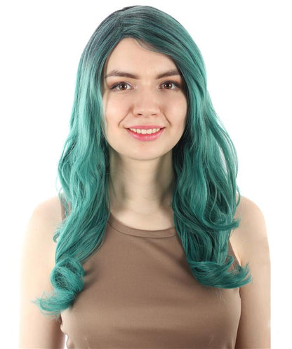 HPO Women's Carnival Mardi Gras Wavy Style Wig | Halloween Wig | Multiple Colors Option | Premium Breathable Capless Cap