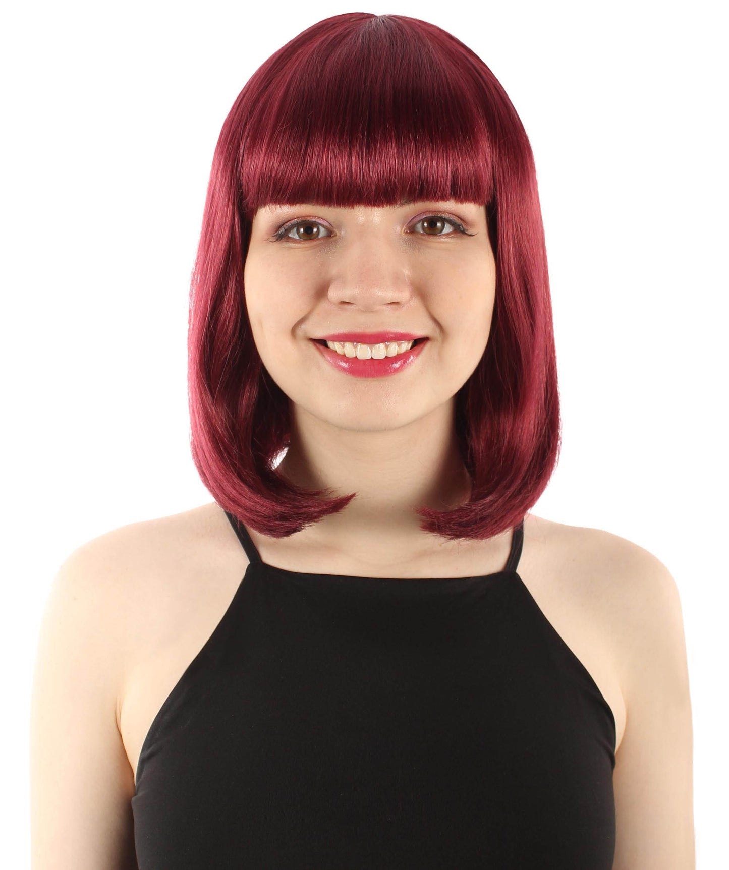 HPO Women's Shoulder Length Bob Wig Collection | Straight Halloween Wig Multiple Color Option | Premium Breathable Capless Cap