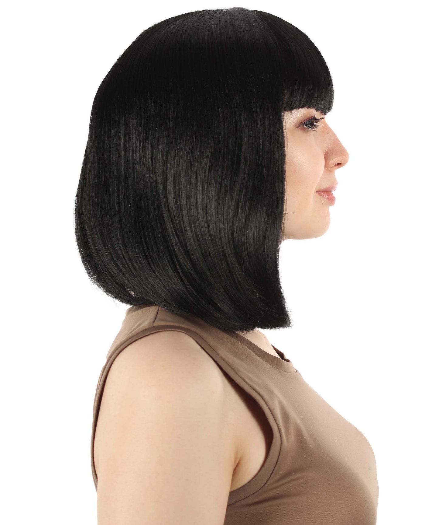HPO Women's Shoulder Length Bob Wig Collection | Straight Halloween Wig Multiple Color Option | Premium Breathable Capless Cap