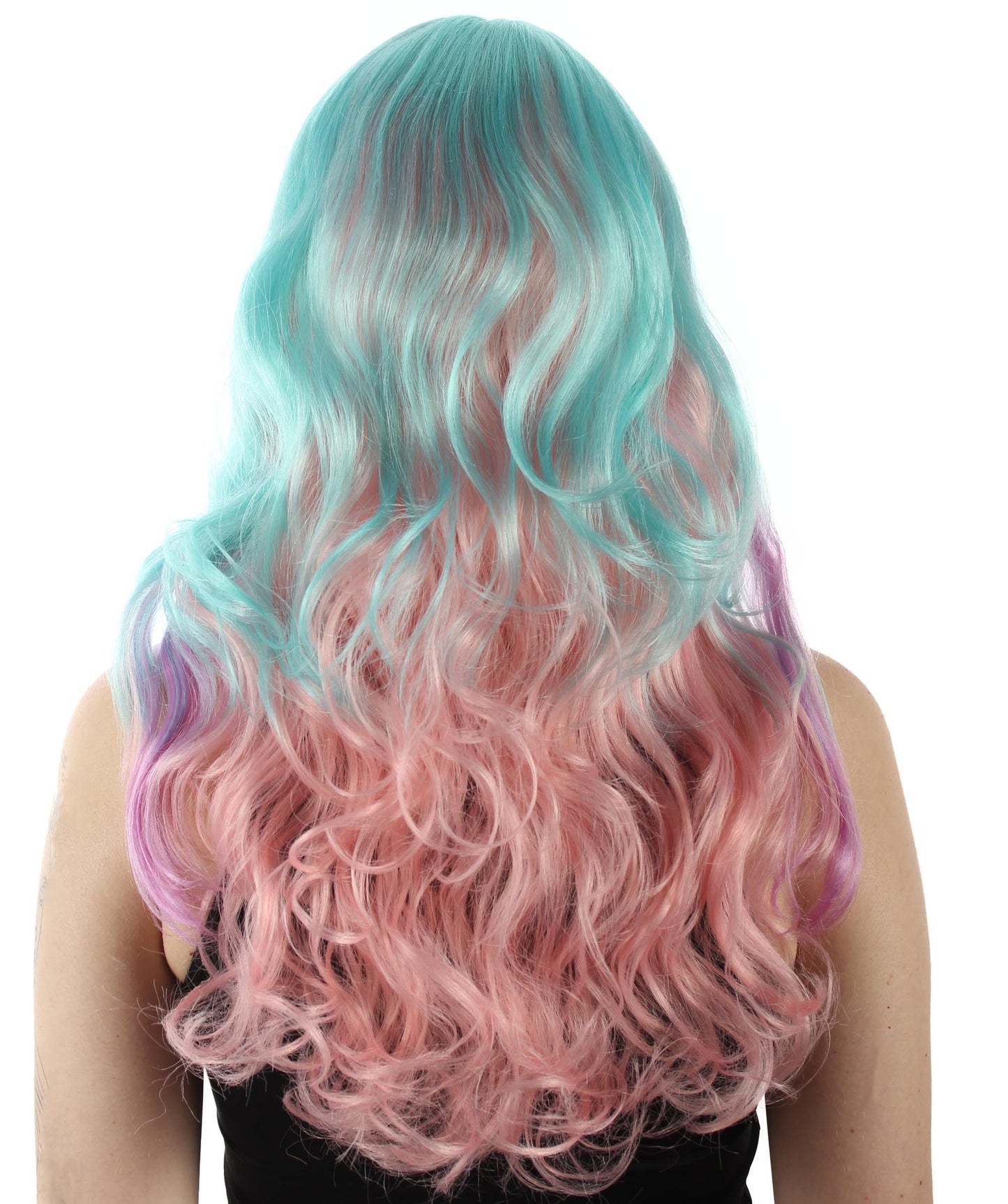 HPO Women's Carnival Mardi Gras Wavy Style Wig | Halloween Wig | Multiple Colors Option | Premium Breathable Capless Cap