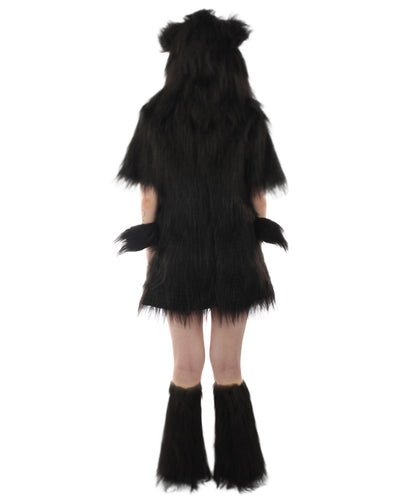 Black Bear Costume with Boots and Paw Gloves (Bundle) - Long Synthetic Fibe.