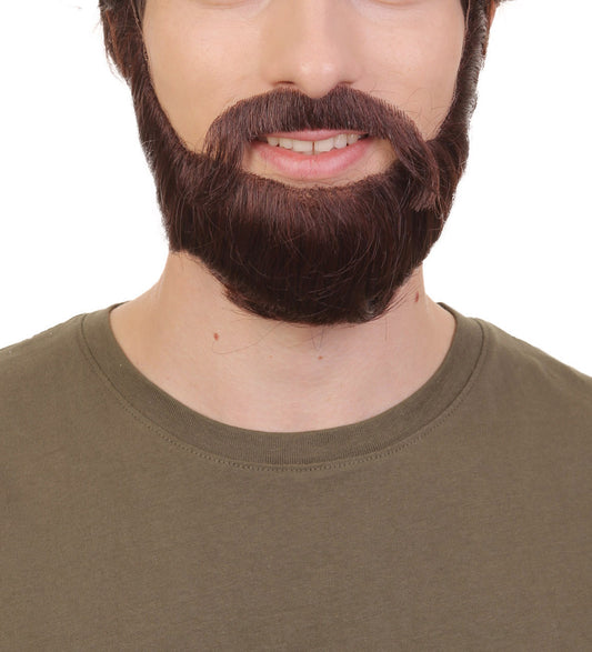 Men's Dark Brown Boxed Beard, High Quality Synthetic Fiber