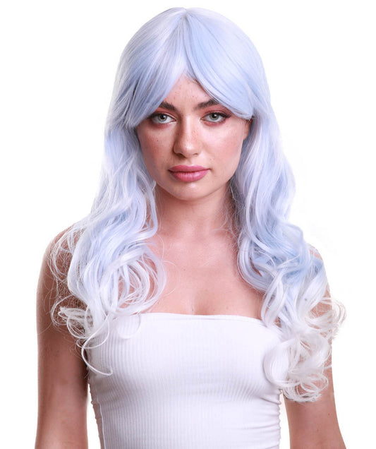 Women Gradient Curly Powder Blue Fancy  Wig | Premium Breathable Capless Cap