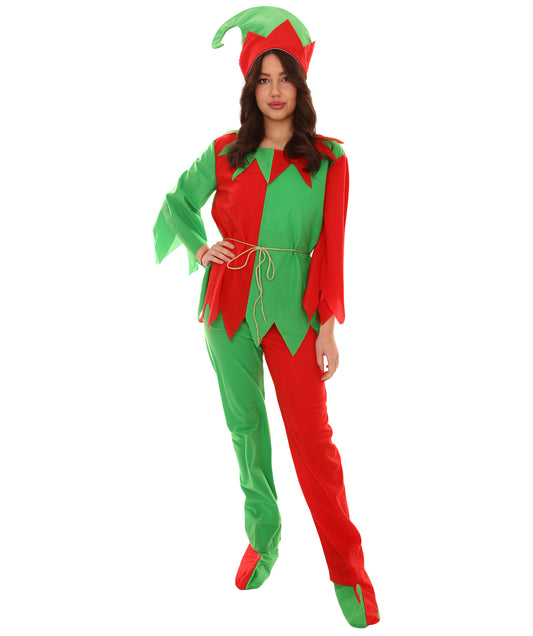 Women Ladies' Santa's helper Xmas Costume | Red and Green Halloween Costumes