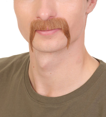 HPO  Men's Fake Human Hair Walrus Mustache | Brown Color