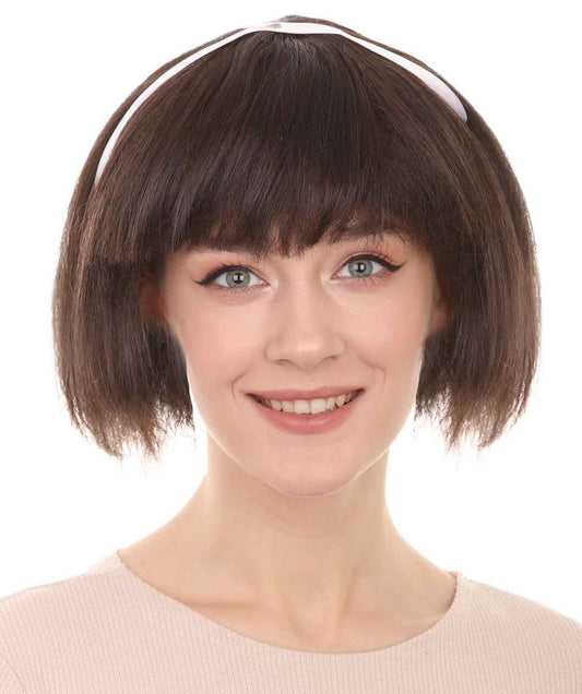 HPO Womens Little Girl Wig | Short Brown Bob hair Wig | Premium Breathable Capless Cap