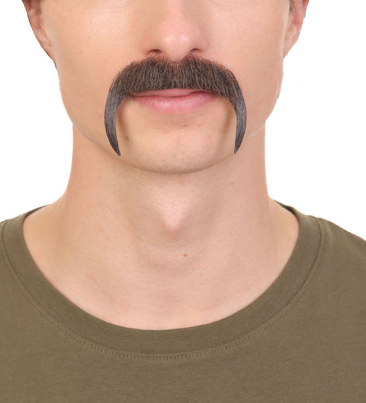 HPO Men's Fake Human Hair Grandpa's Mustache | Brown Color
