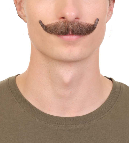 HPO  Men's Fake Human Hair Virtual Salesman Mustache | Brown Color