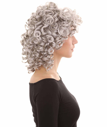 HPO Women's Medium Curly Olympian Lady Wig Collection | Fancy Halloween Wigs | Premium Breathable Capless Cap