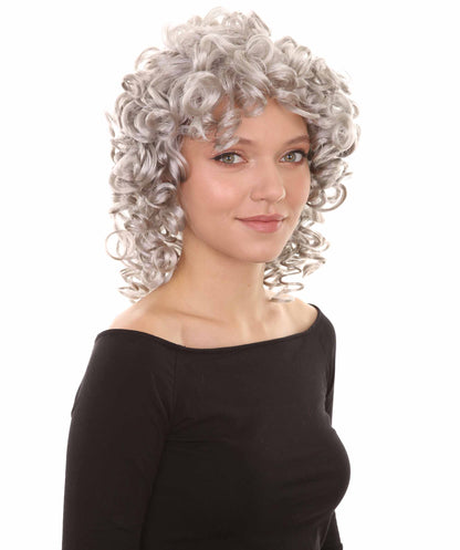 HPO Women's Medium Curly Olympian Lady Wig Collection | Fancy Halloween Wigs | Premium Breathable Capless Cap