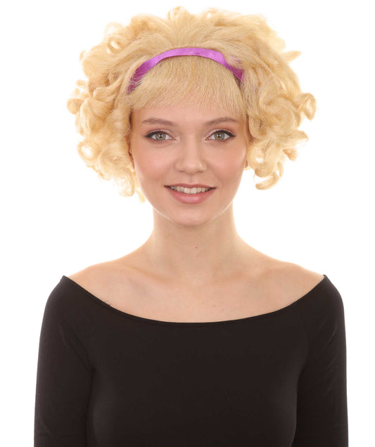 HPO Womens Curly Wig | Blonde Curly Long Curly Fancy Halloween Wig | Premium Breathable Capless Cap