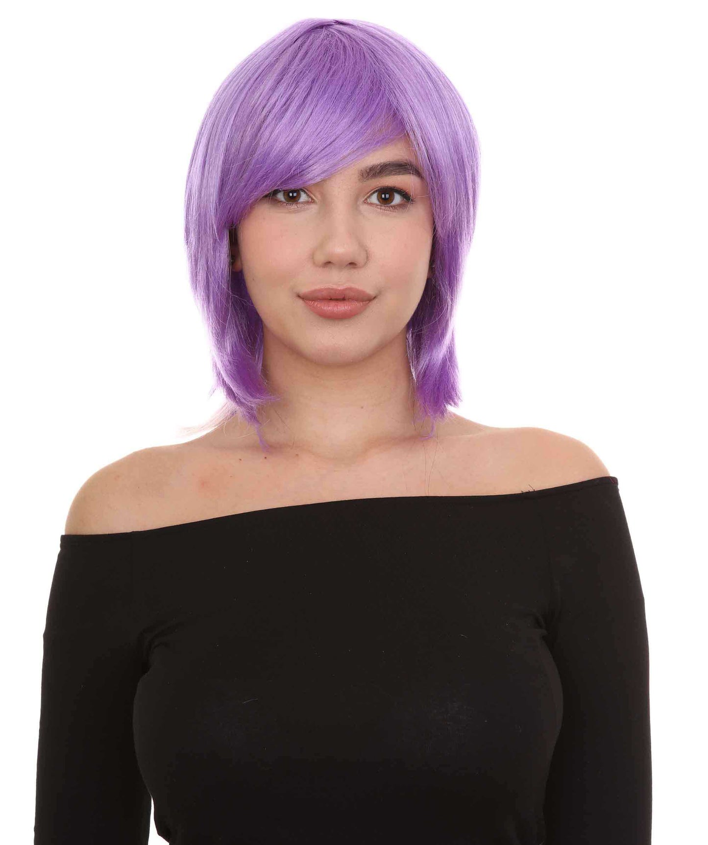 Shoulder Length Bob with Side Bangs Party Wig |  Halloween Wig | Premium Breathable Capless Cap