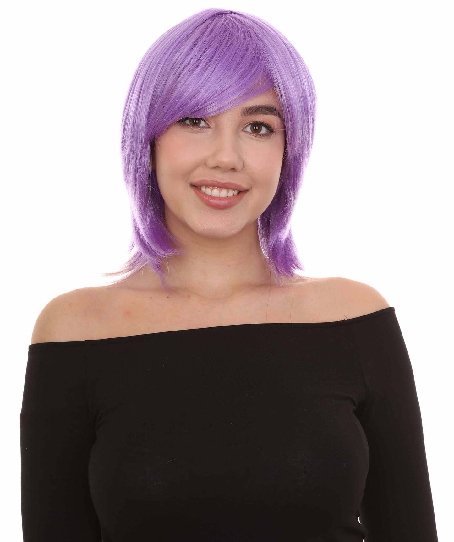 Shoulder Length Bob with Side Bangs Party Wig |  Halloween Wig | Premium Breathable Capless Cap