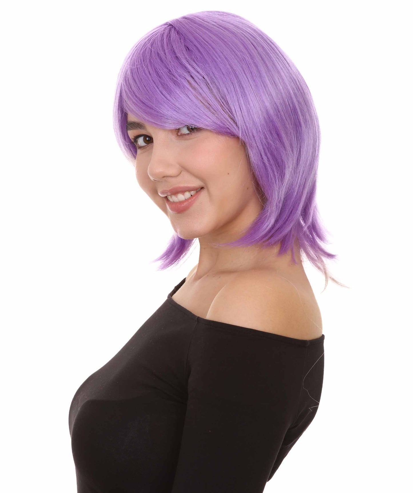 Shoulder Length Bob with Side Bangs Party Wig |  Halloween Wig | Premium Breathable Capless Cap