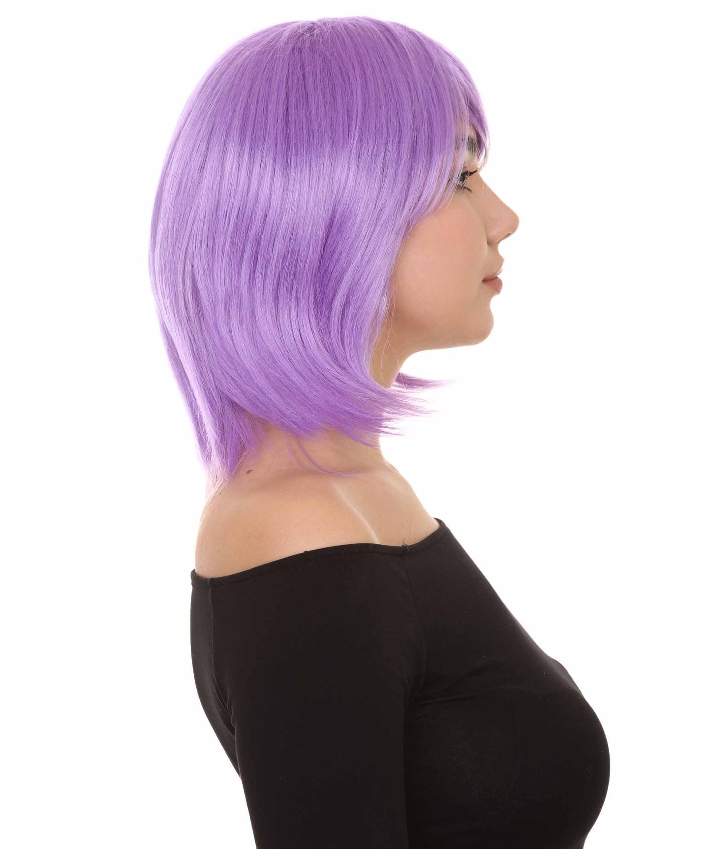 Shoulder Length Bob with Side Bangs Party Wig |  Halloween Wig | Premium Breathable Capless Cap