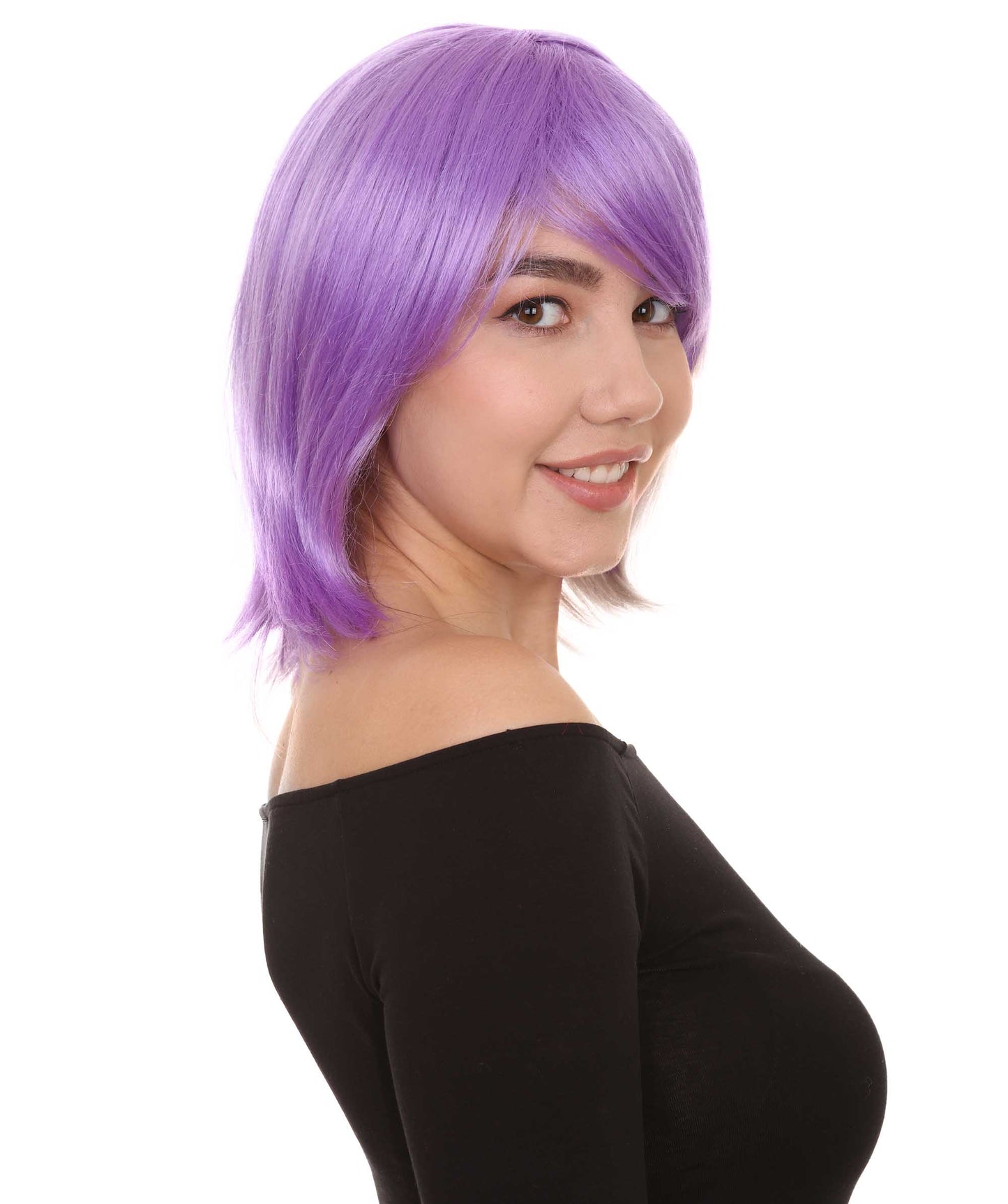 Shoulder Length Bob with Side Bangs Party Wig |  Halloween Wig | Premium Breathable Capless Cap
