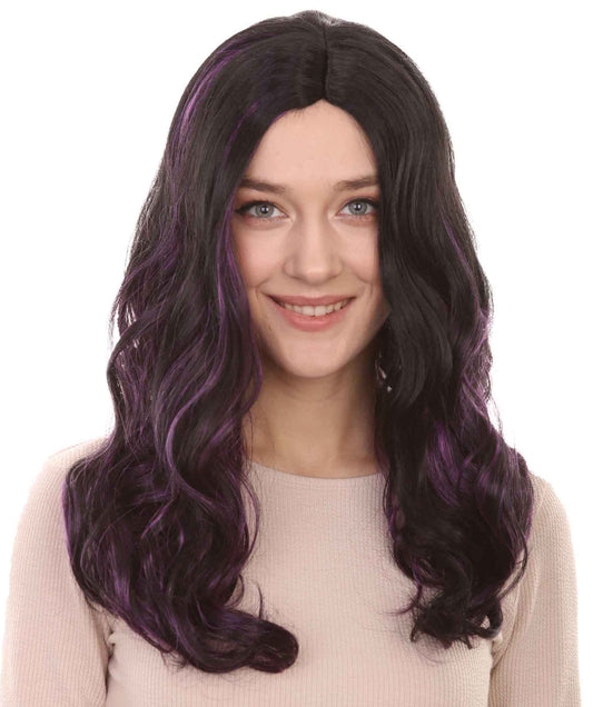 Superhero Womens Wig | Black Purple Halloween Party Wig | Premium Breathable Capless Cap