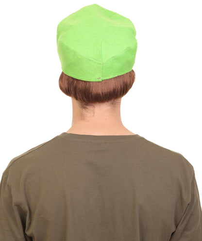 Men's Fictional Kingdom Video Game Black Mustache and  80'S Plumber Green Hat, Best for Halloween, Flame-retardant Synthetic Materials