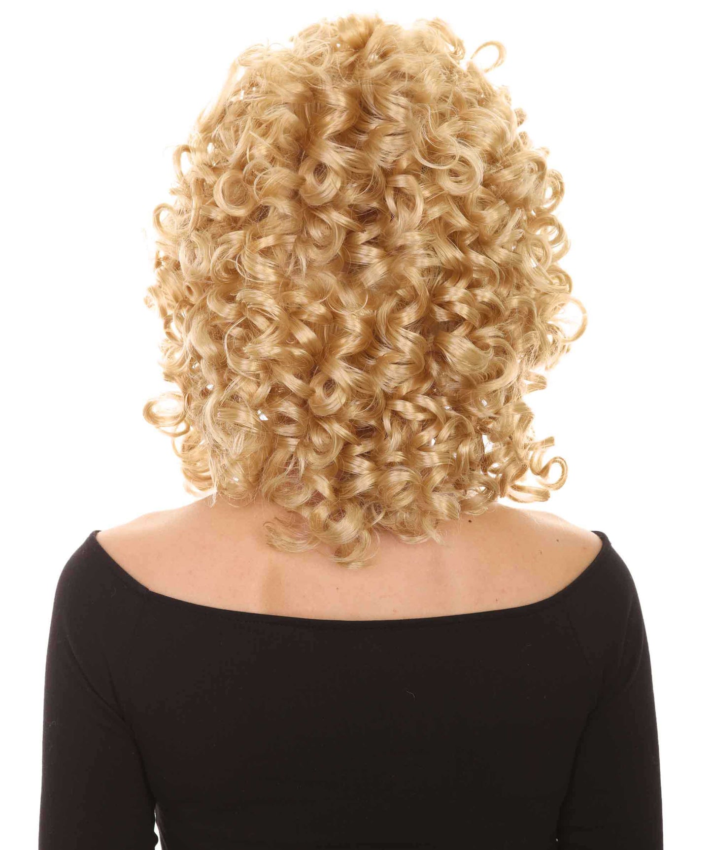 HPO Women's Medium Curly Olympian Lady Wig Collection | Fancy Halloween Wigs | Premium Breathable Capless Cap