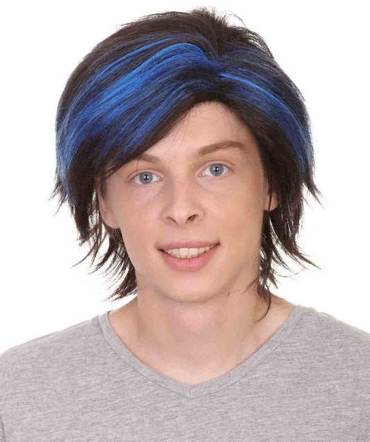 HPO Crime Wig | Blue Black Color Halloween Wig | Premium Breathable Capless Cap