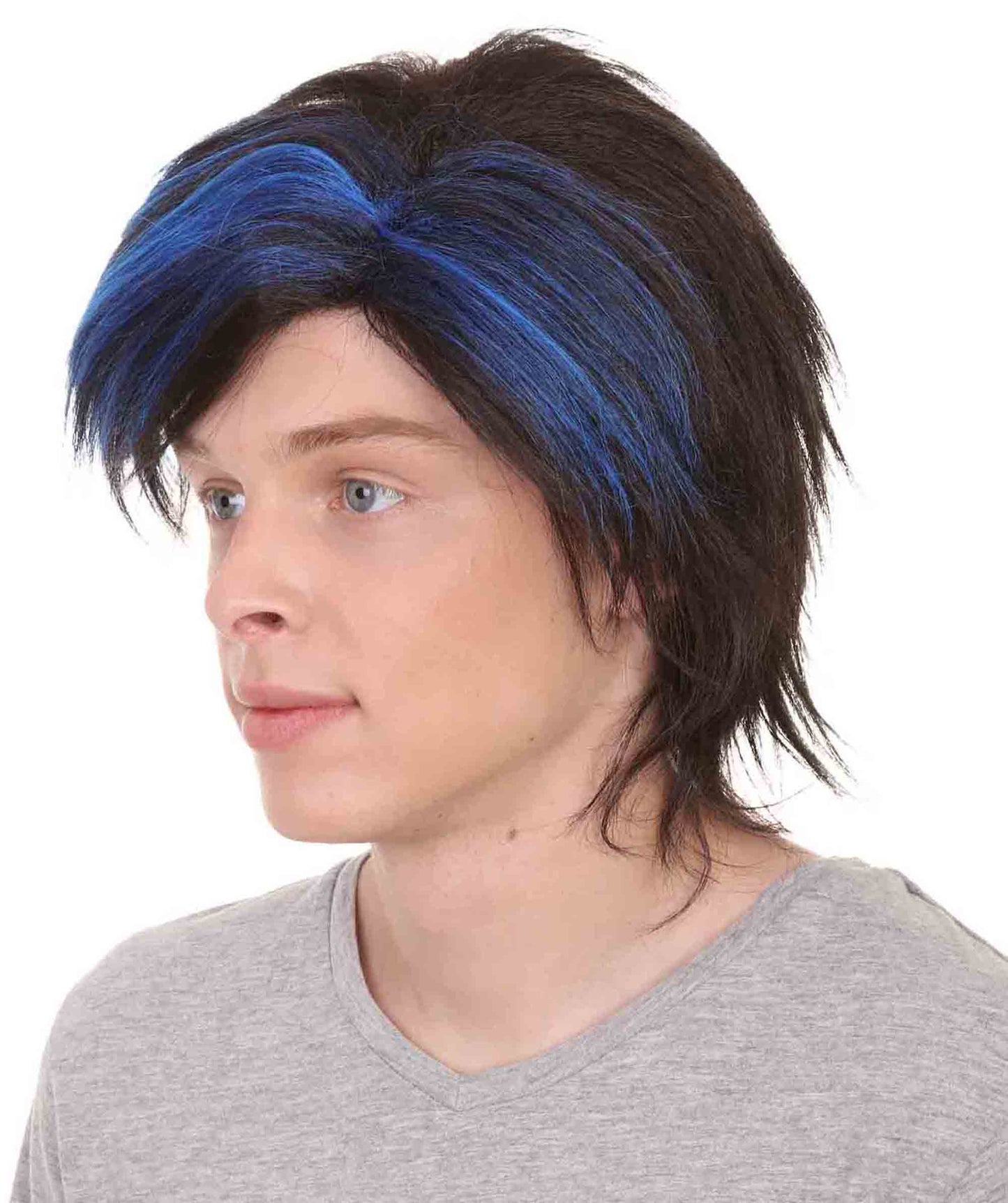 HPO Crime Wig | Blue Black Color Halloween Wig | Premium Breathable Capless Cap