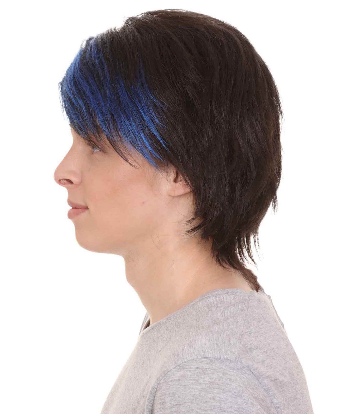 HPO Crime Wig | Blue Black Color Halloween Wig | Premium Breathable Capless Cap