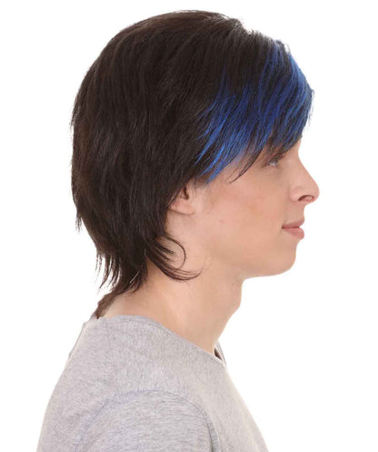 HPO Crime Wig | Blue Black Color Halloween Wig | Premium Breathable Capless Cap