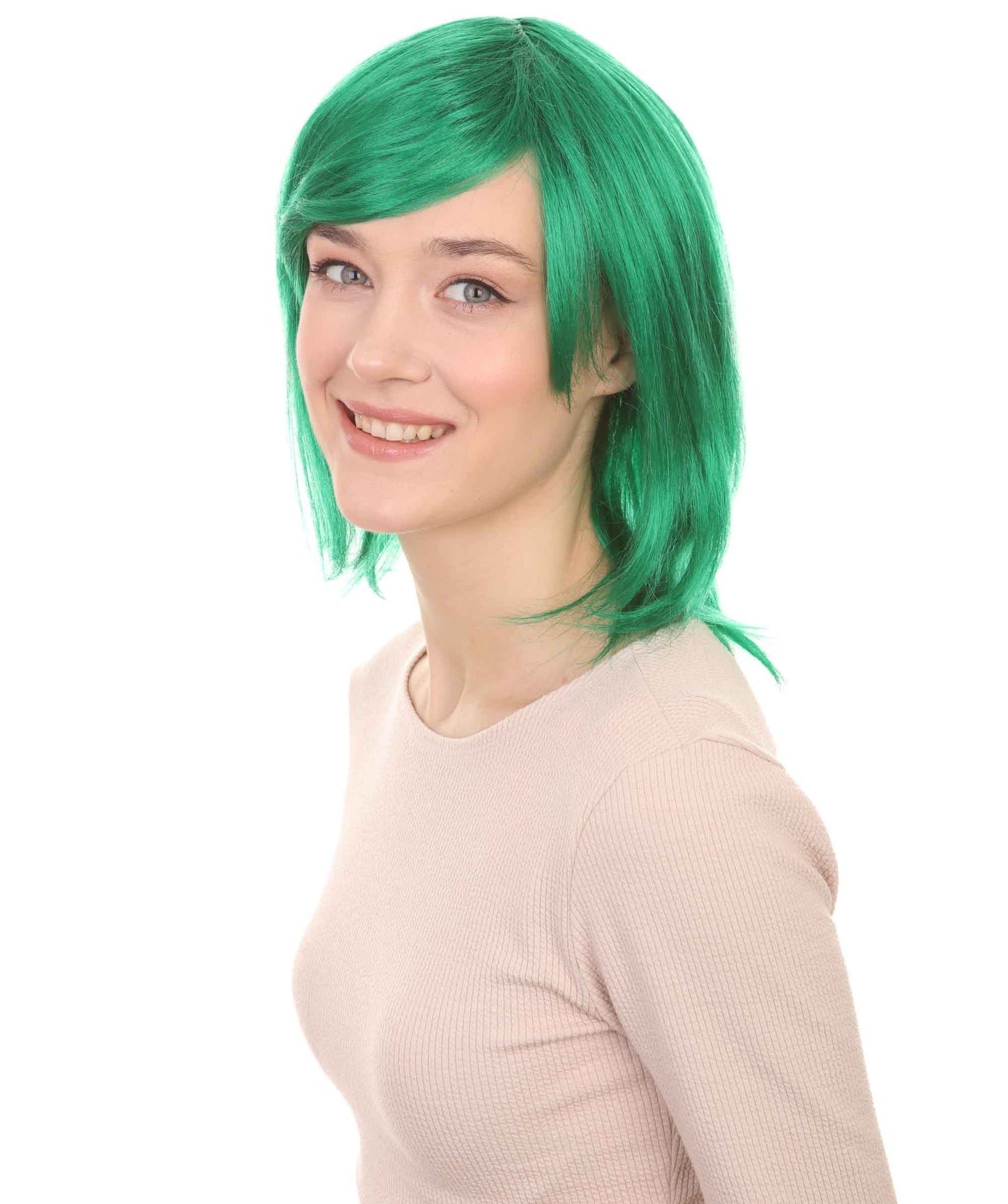 Shoulder Length Bob with Side Bangs Party Wig |  Halloween Wig | Premium Breathable Capless Cap