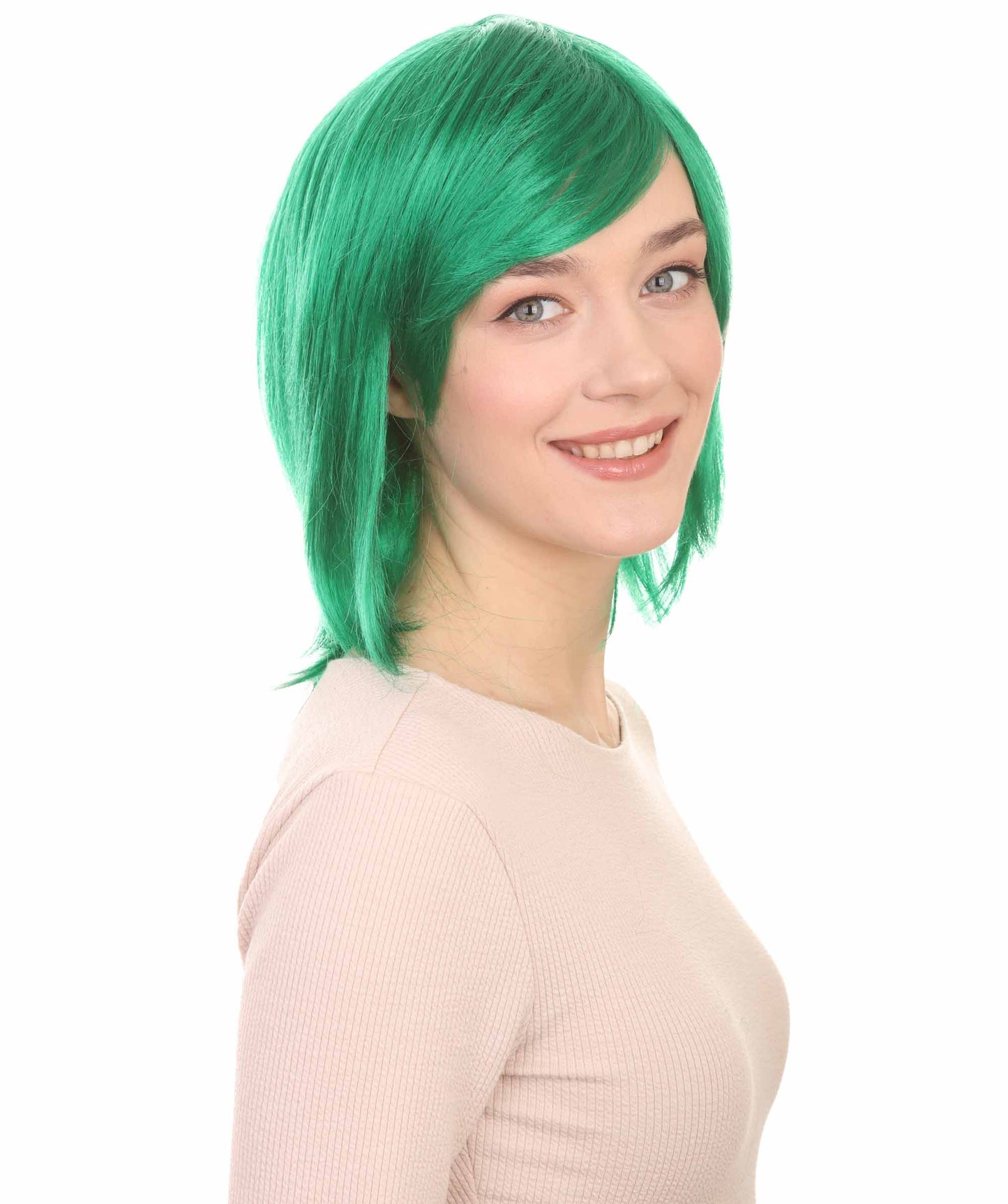 Shoulder Length Bob with Side Bangs Party Wig |  Halloween Wig | Premium Breathable Capless Cap