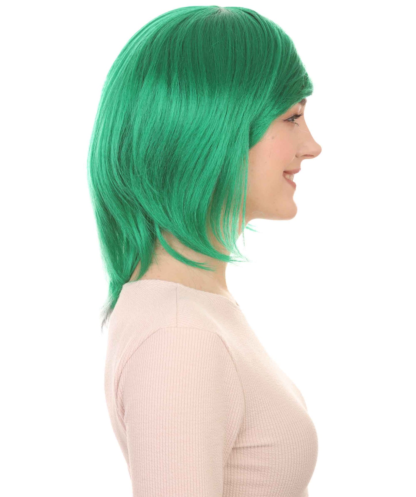 Shoulder Length Bob with Side Bangs Party Wig |  Halloween Wig | Premium Breathable Capless Cap