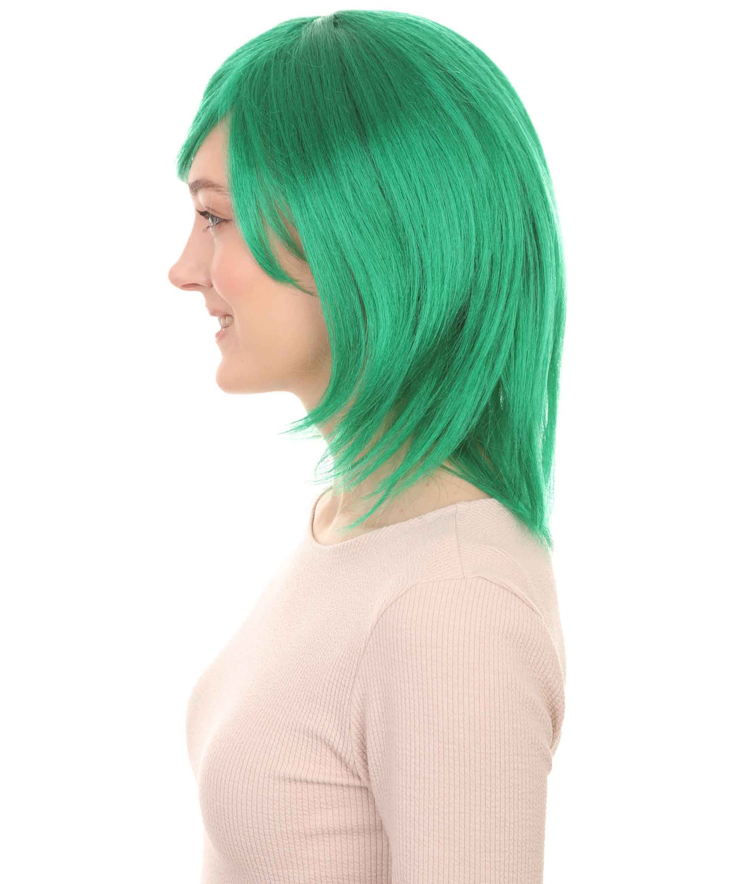 Shoulder Length Bob with Side Bangs Party Wig |  Halloween Wig | Premium Breathable Capless Cap