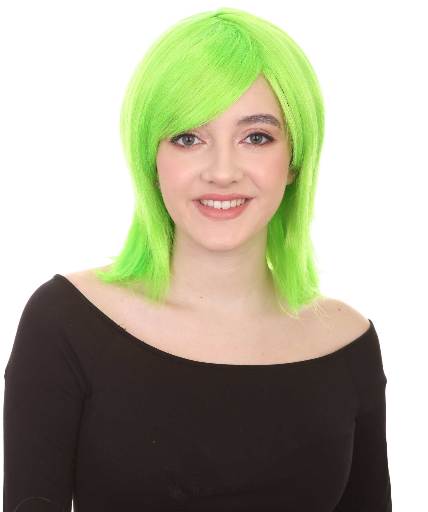 Shoulder Length Bob with Side Bangs Party Wig |  Halloween Wig | Premium Breathable Capless Cap