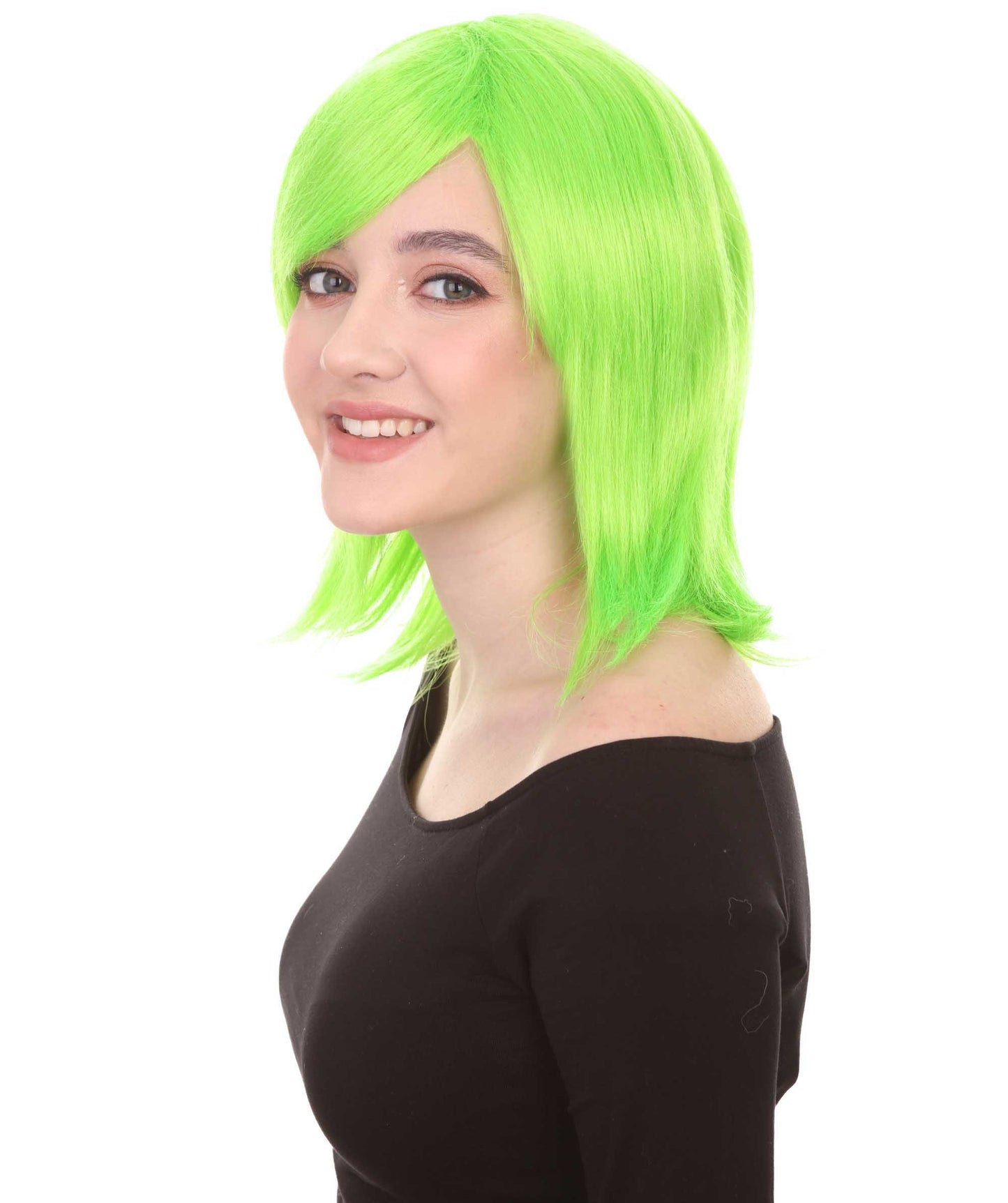 Shoulder Length Bob with Side Bangs Party Wig |  Halloween Wig | Premium Breathable Capless Cap
