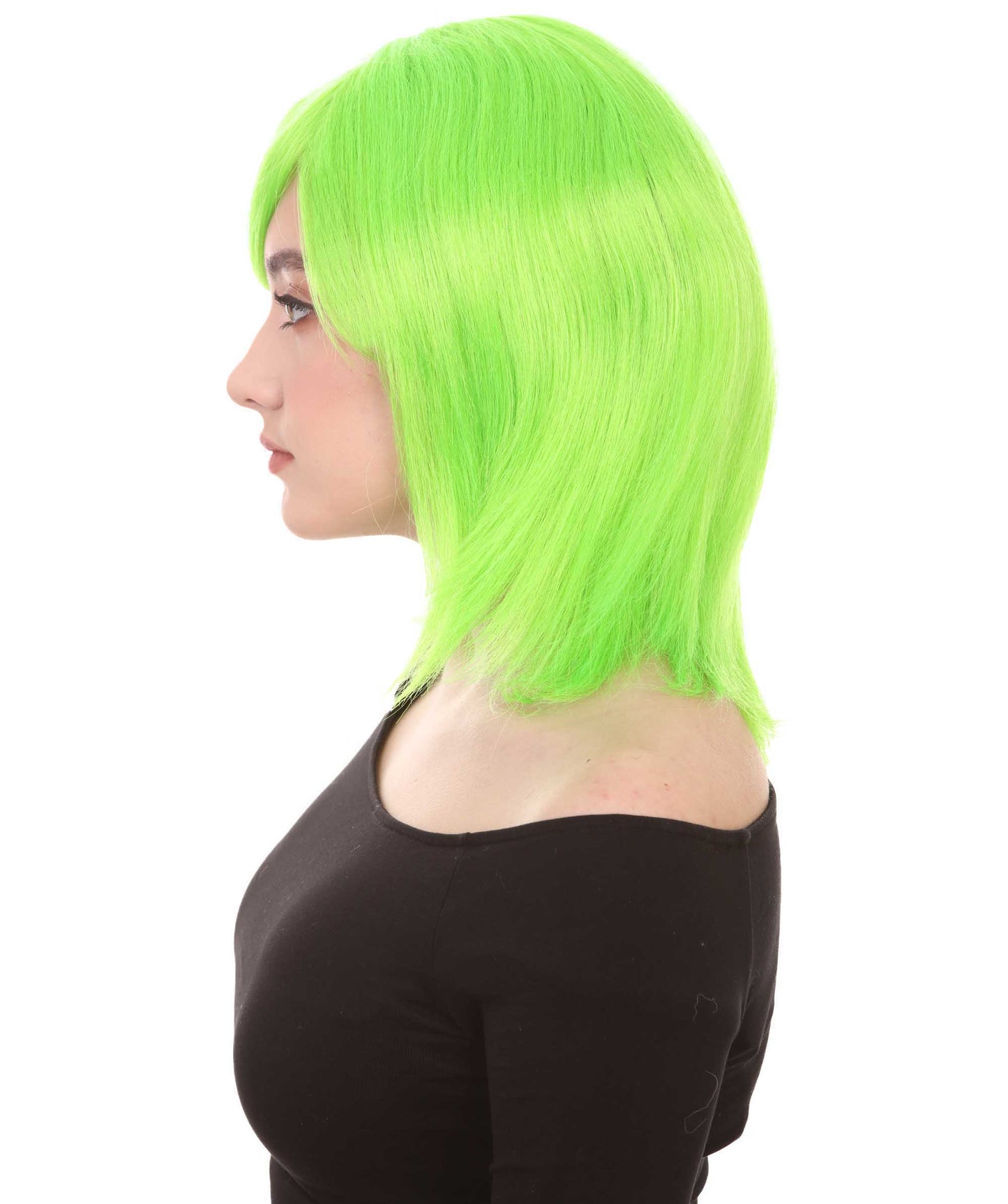 Shoulder Length Bob with Side Bangs Party Wig |  Halloween Wig | Premium Breathable Capless Cap