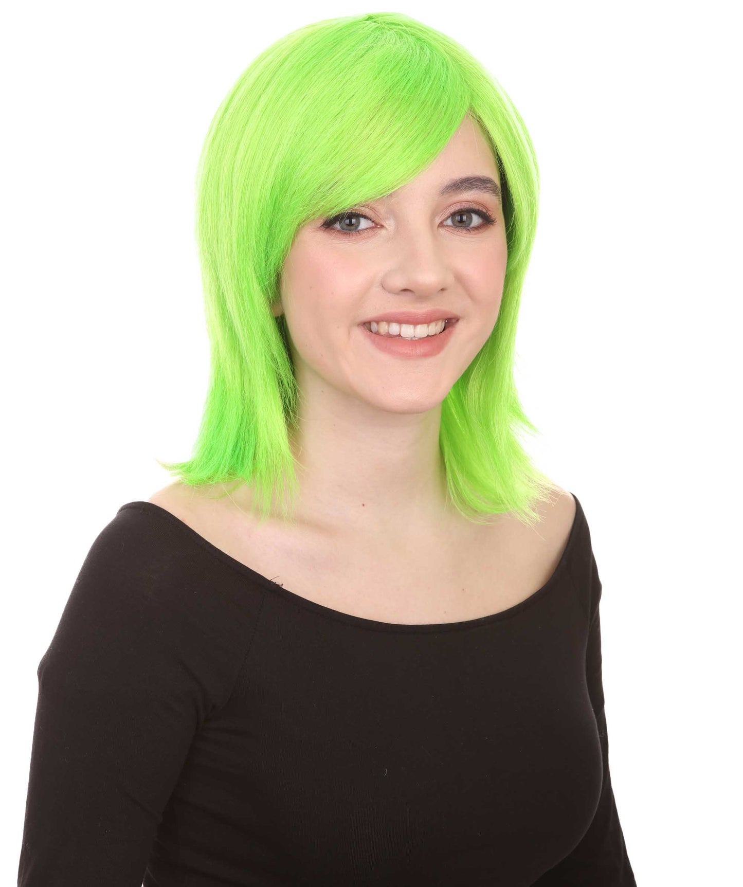 Shoulder Length Bob with Side Bangs Party Wig |  Halloween Wig | Premium Breathable Capless Cap