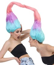 HPO Twin Troll Wig Set | 2 Detachable Rainbow Troll Wigs  | Premium Breathable Halloween Wigs for 2