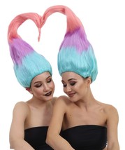 HPO Twin Troll Wig Set | 2 Detachable Rainbow Troll Wigs  | Premium Breathable Halloween Wigs for 2