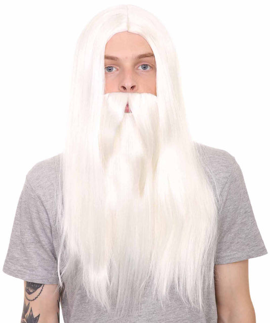 HPO Long Wizard Wig | White Color Wig | Premium Breathable Capless Cap Flame-Retardant Synthetic Fabric