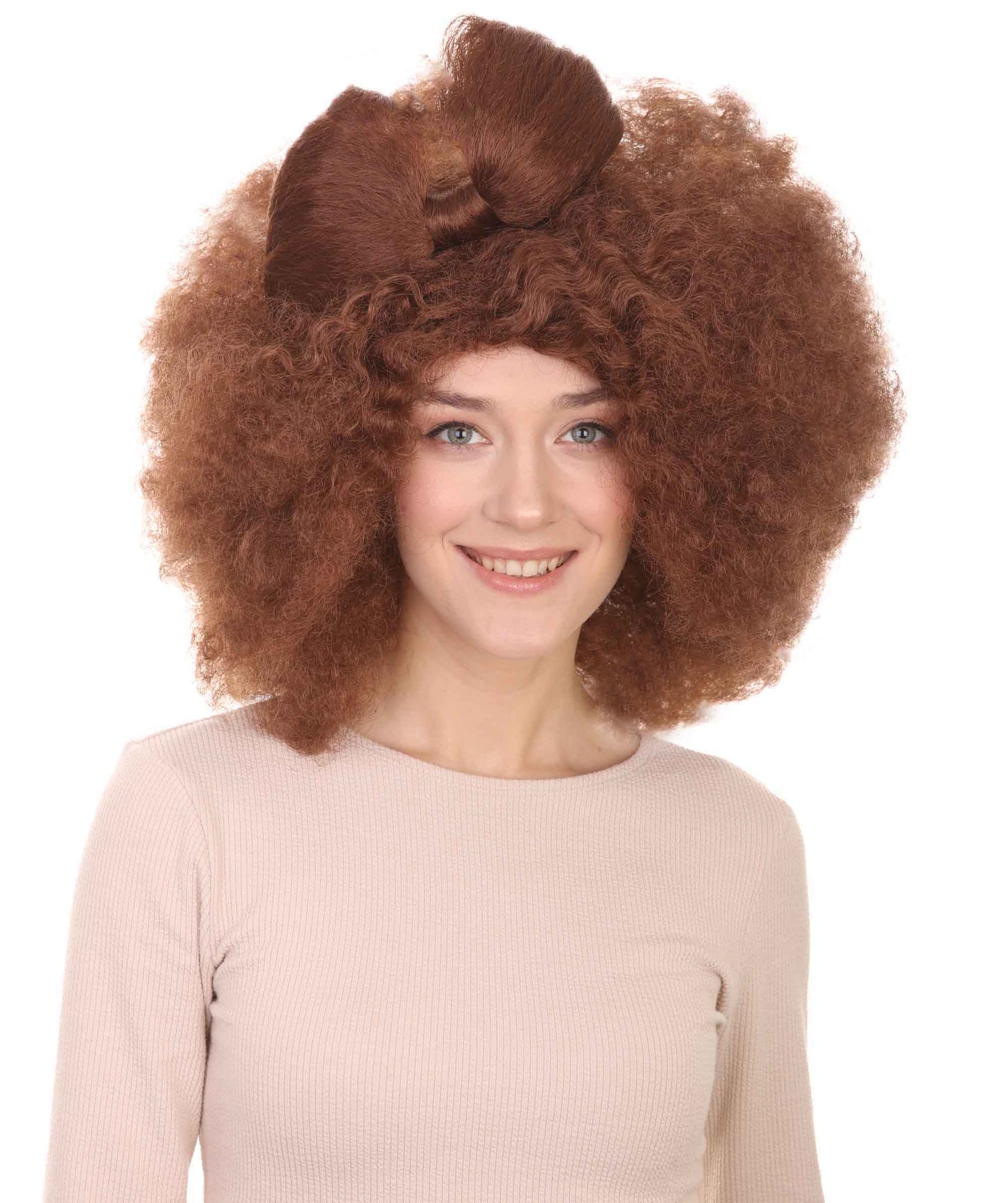 HPO Women's Jumbo Afro Small Bow Wigs Collections | Super Size Halloween Wigs | Premium Breathable Capless Cap