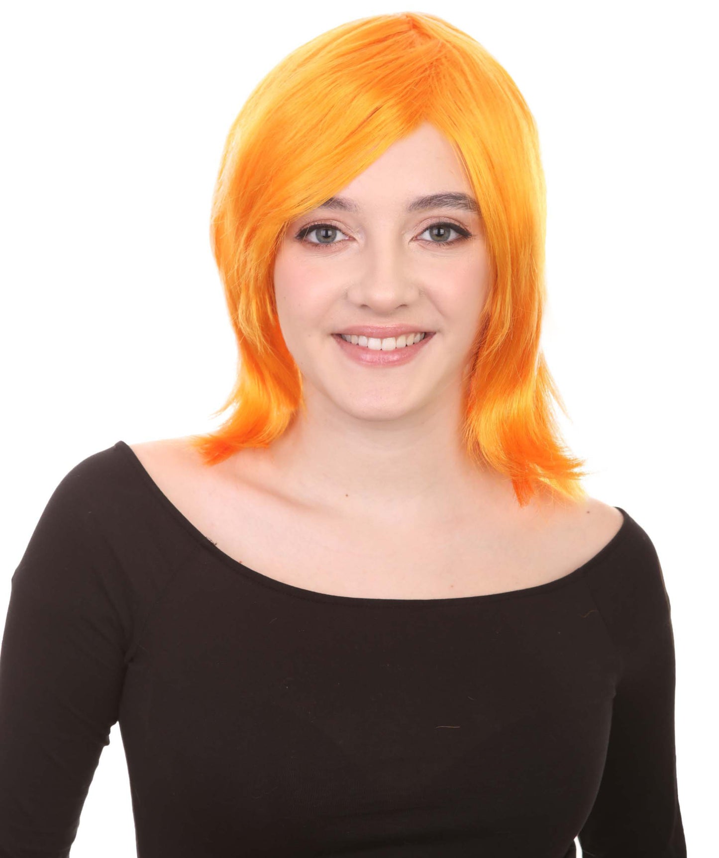 Shoulder Length Bob with Side Bangs Party Wig |  Halloween Wig | Premium Breathable Capless Cap