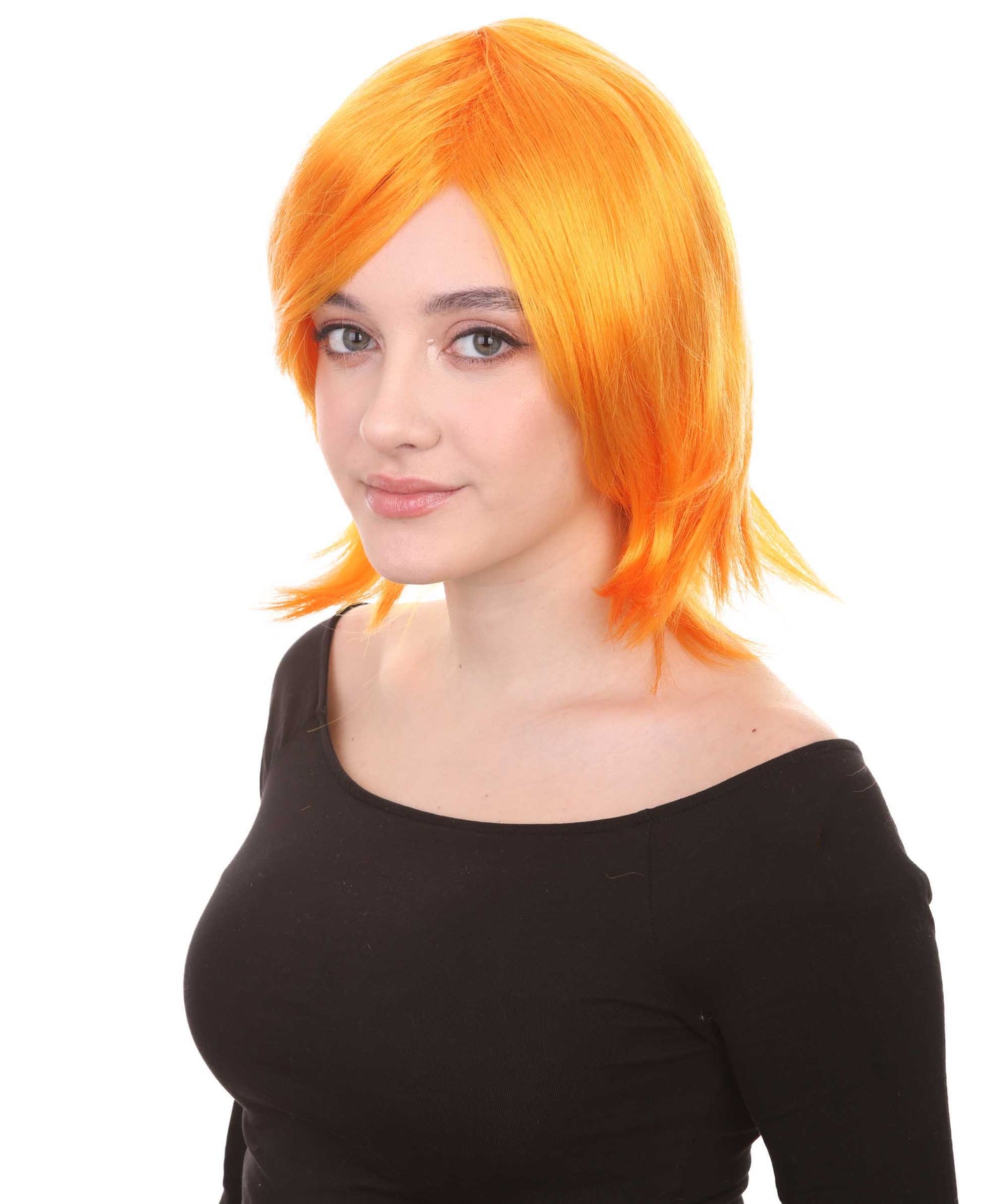 Shoulder Length Bob with Side Bangs Party Wig |  Halloween Wig | Premium Breathable Capless Cap