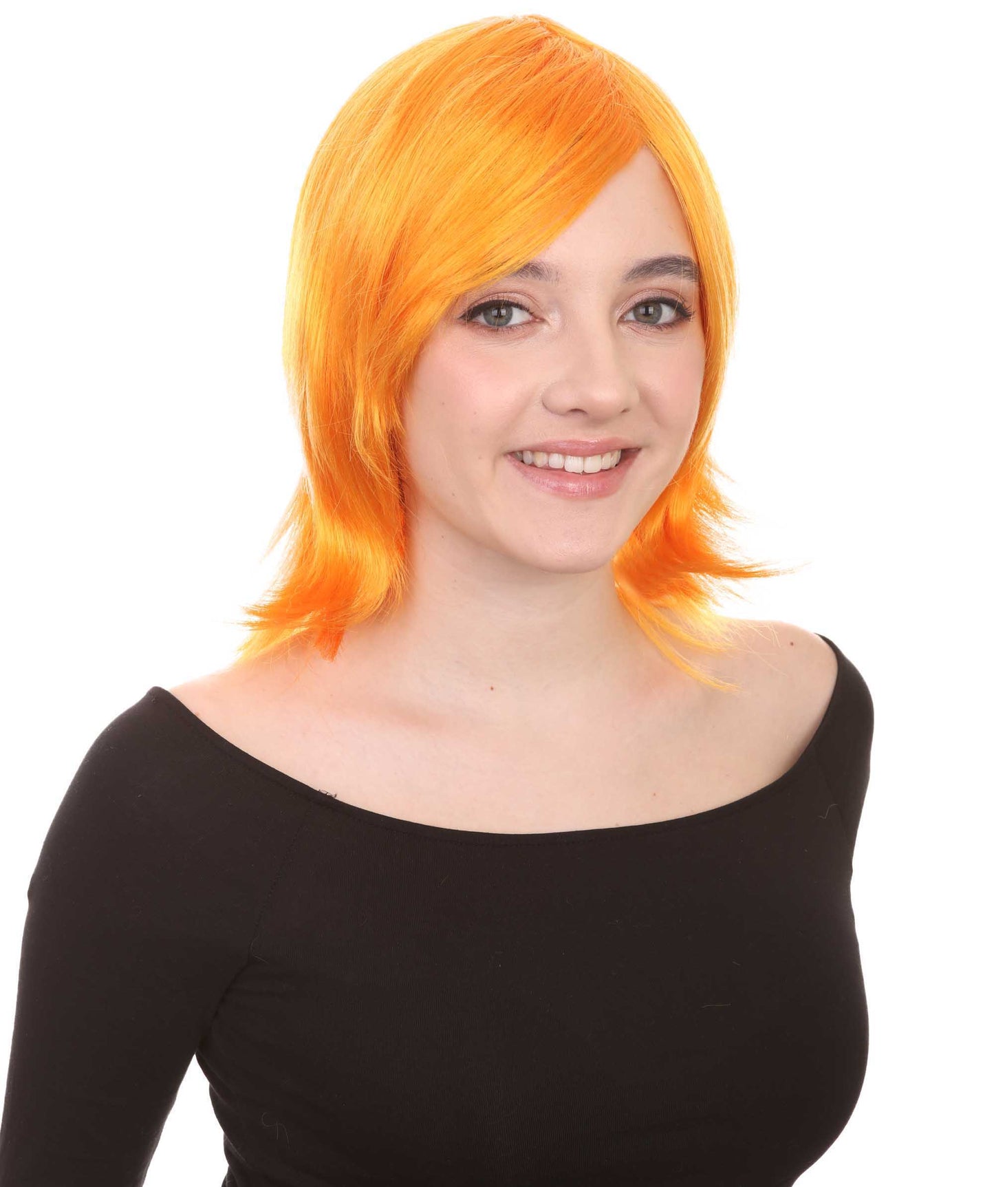 Shoulder Length Bob with Side Bangs Party Wig |  Halloween Wig | Premium Breathable Capless Cap