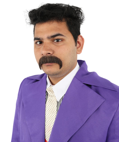 HPO  Men's Horseshoe Fake Human Hair Mustache | Facial Hair Multiple Colors Options