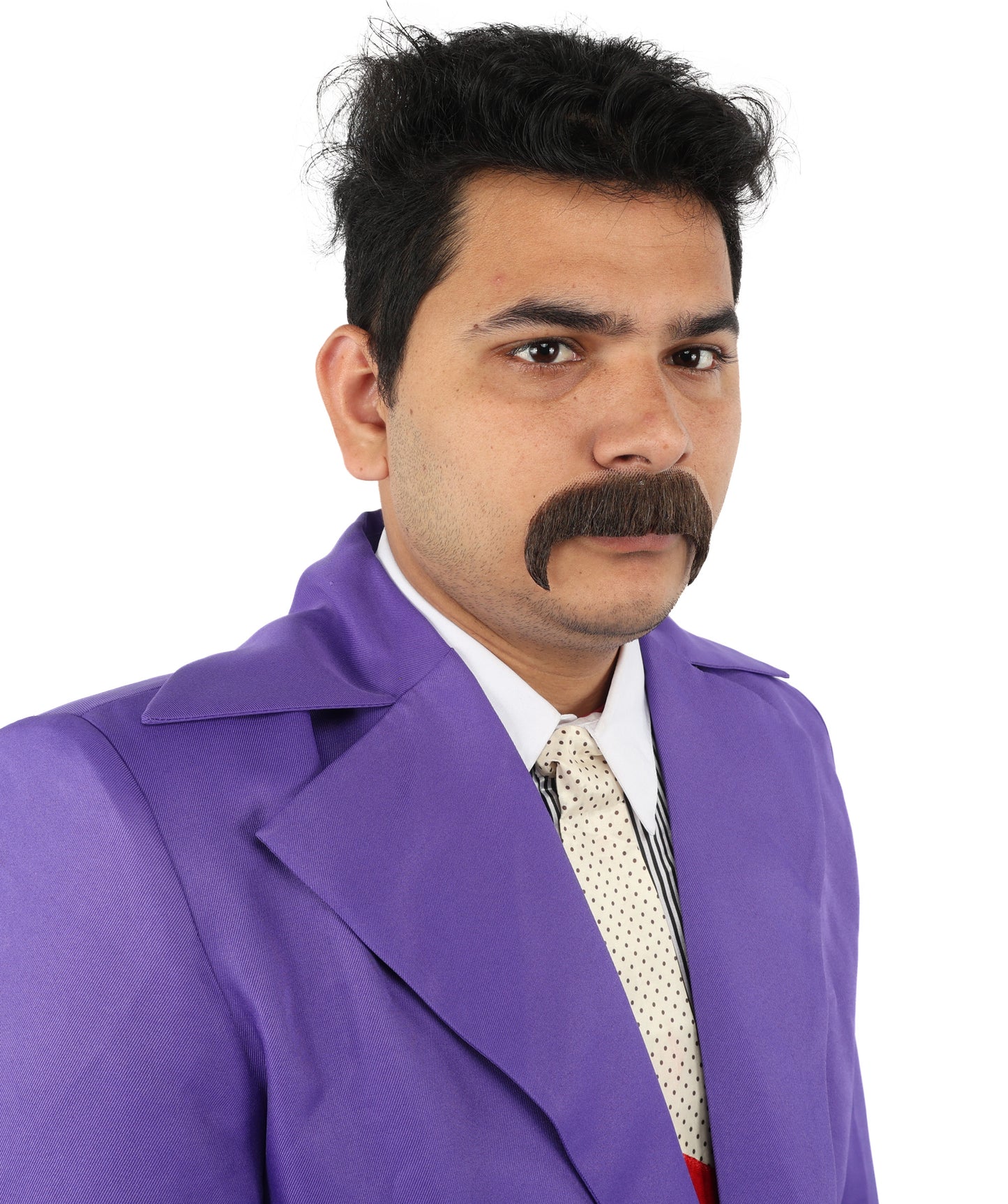 HPO  Men's Horseshoe Fake Human Hair Mustache | Facial Hair Multiple Colors Options